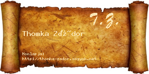 Thomka Zádor névjegykártya
